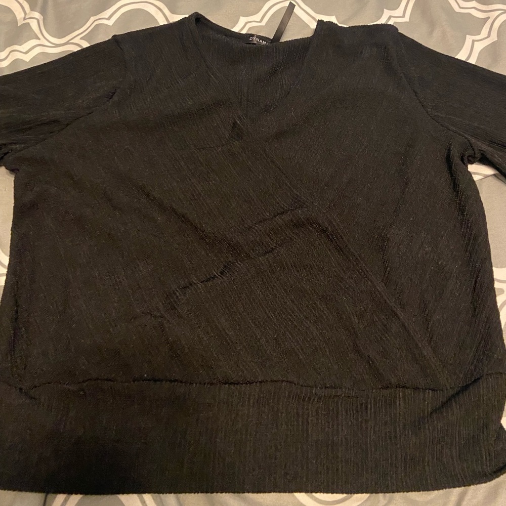 Long sleeve, V-neck wrap top from dynamite. Elastic waist. Size large.